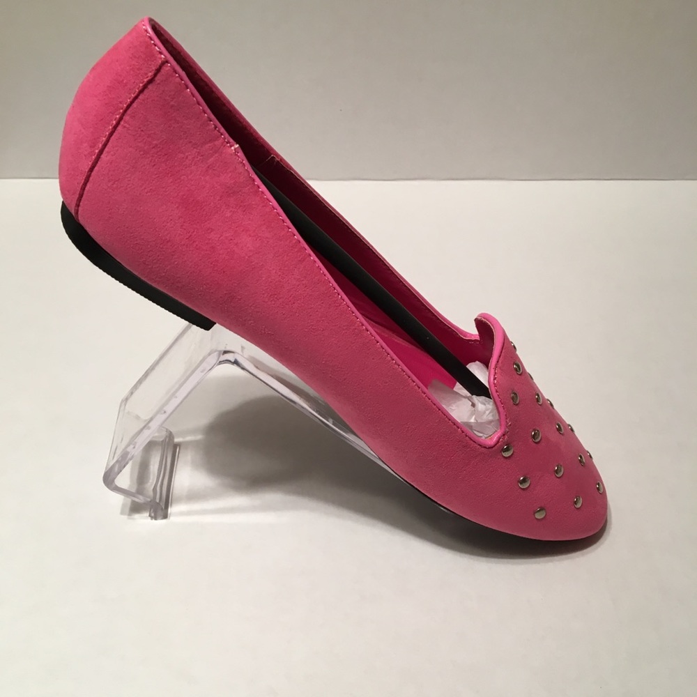 New Pink Suede Stud Flats